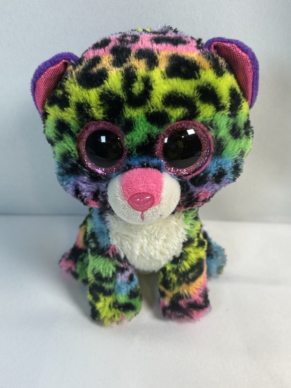 TY Beanie Boos Plush Leopard Dotty 6" Rainbow Glitter Eyes Stuffed TySilk 2017
